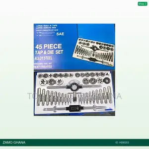 45pcs Tap and Die Set Sae Alloy Steel Large Hd Metal Box Blu - H090253