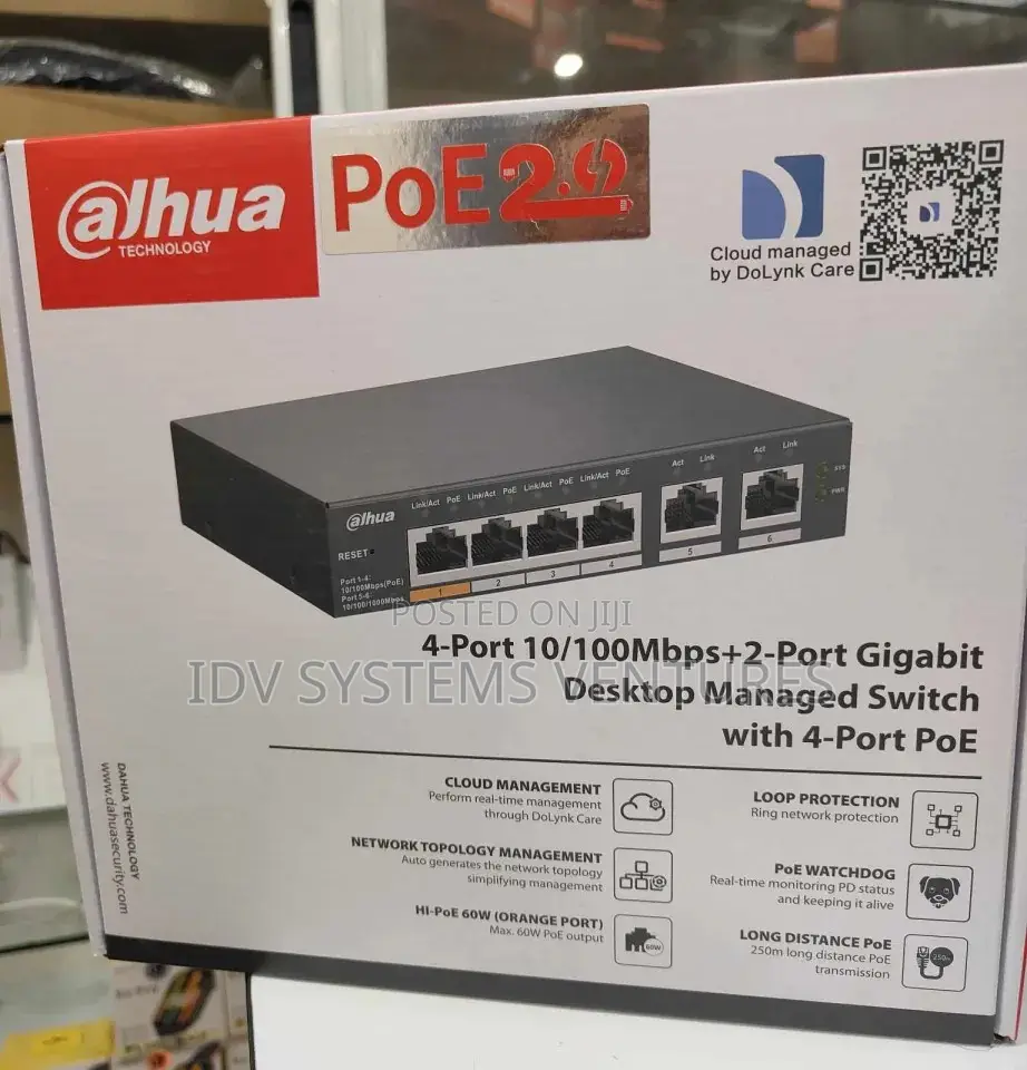 Cs4006-4et-60
6-Port Cloud Managed Desktop Switch With 4-Port Poe