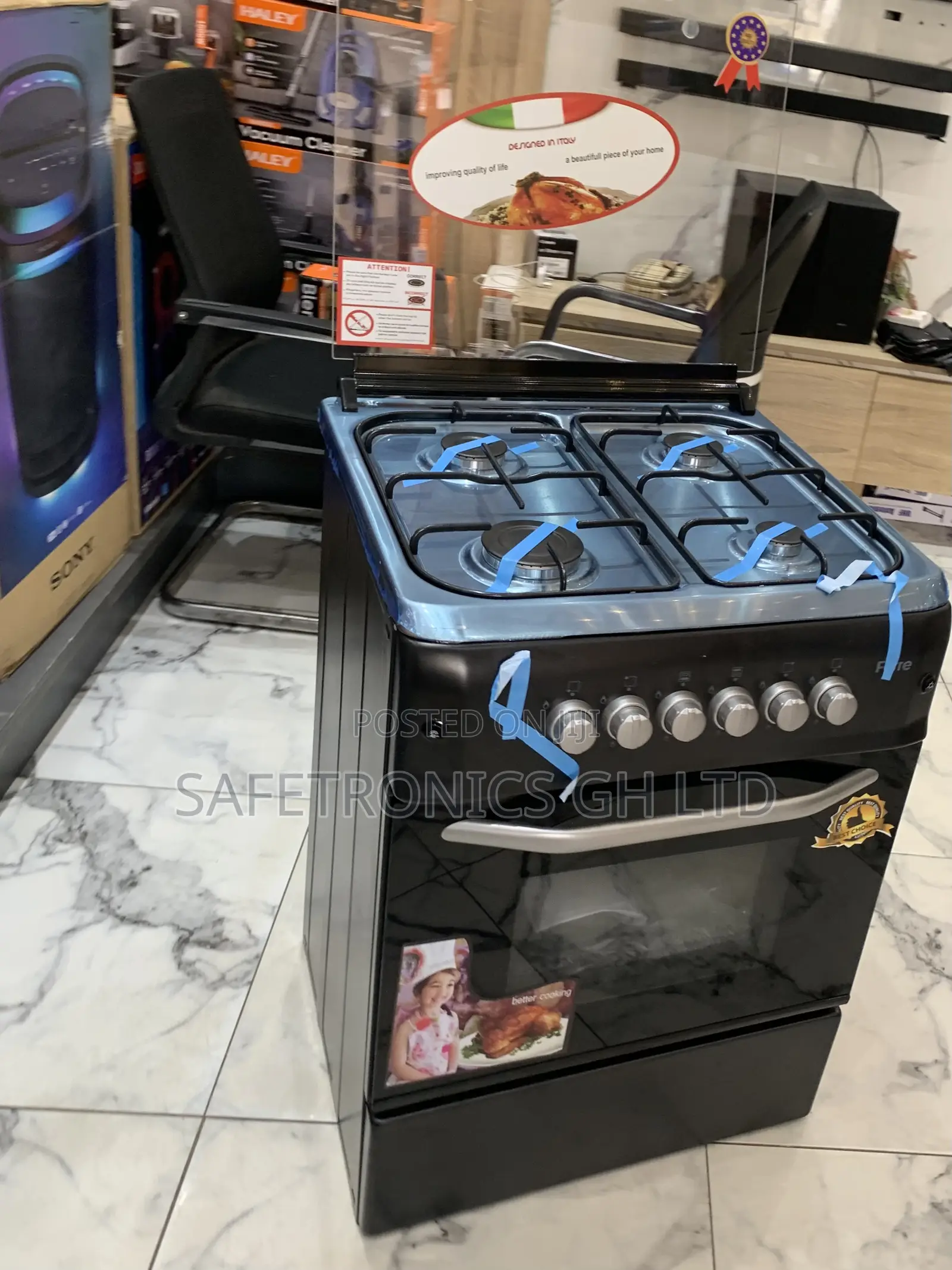 Most Affordable Ferre 60x60 4 Burner Gas Cooker, Auto Ignition,