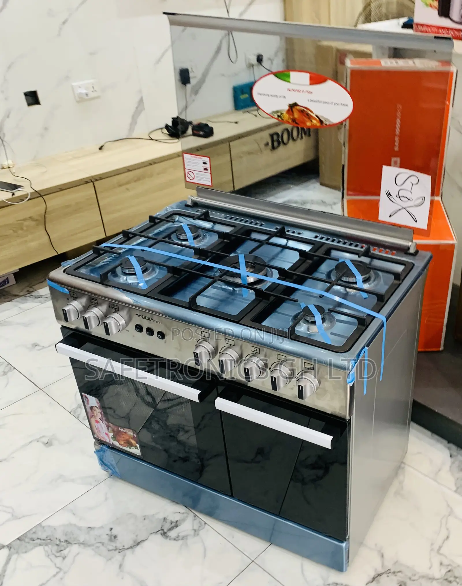 Perfect New Mediatech 60x90 Freestanding 5 Gas Burner Cooker (Gray)