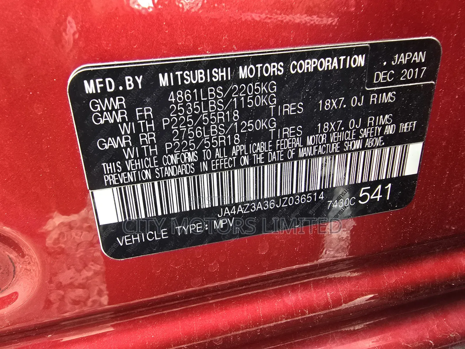 Mitsubishi Outlander SE AWC 2018 Burgundy