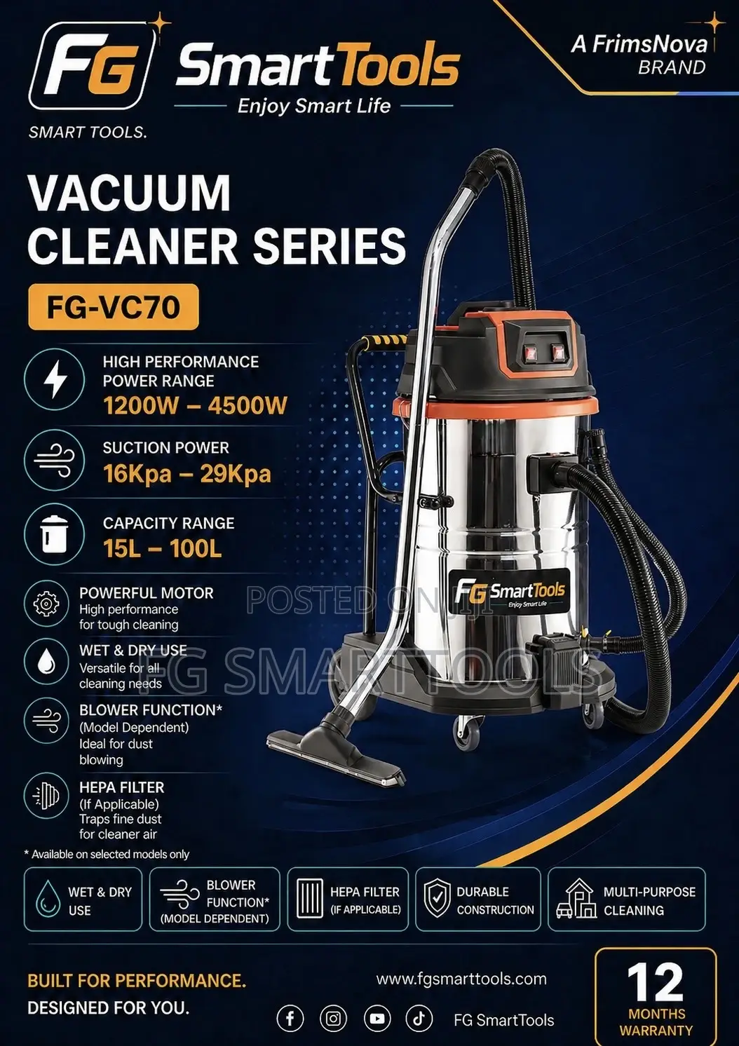 Industrial Large Capacity Wet Dry Vacuum Cleaner