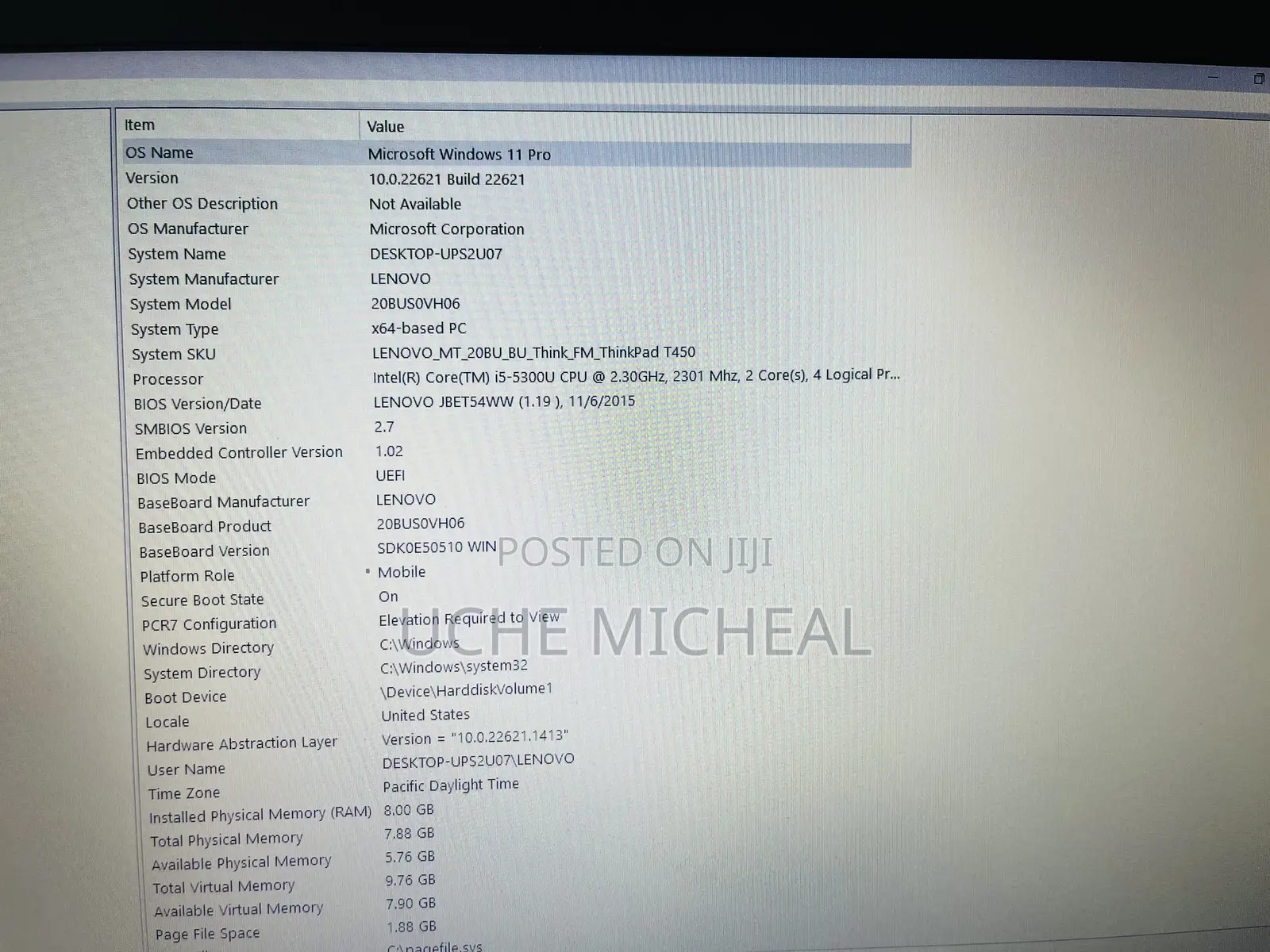 Laptop Lenovo ThinkPad T450 8GB Intel Core i5 SSD 128GB