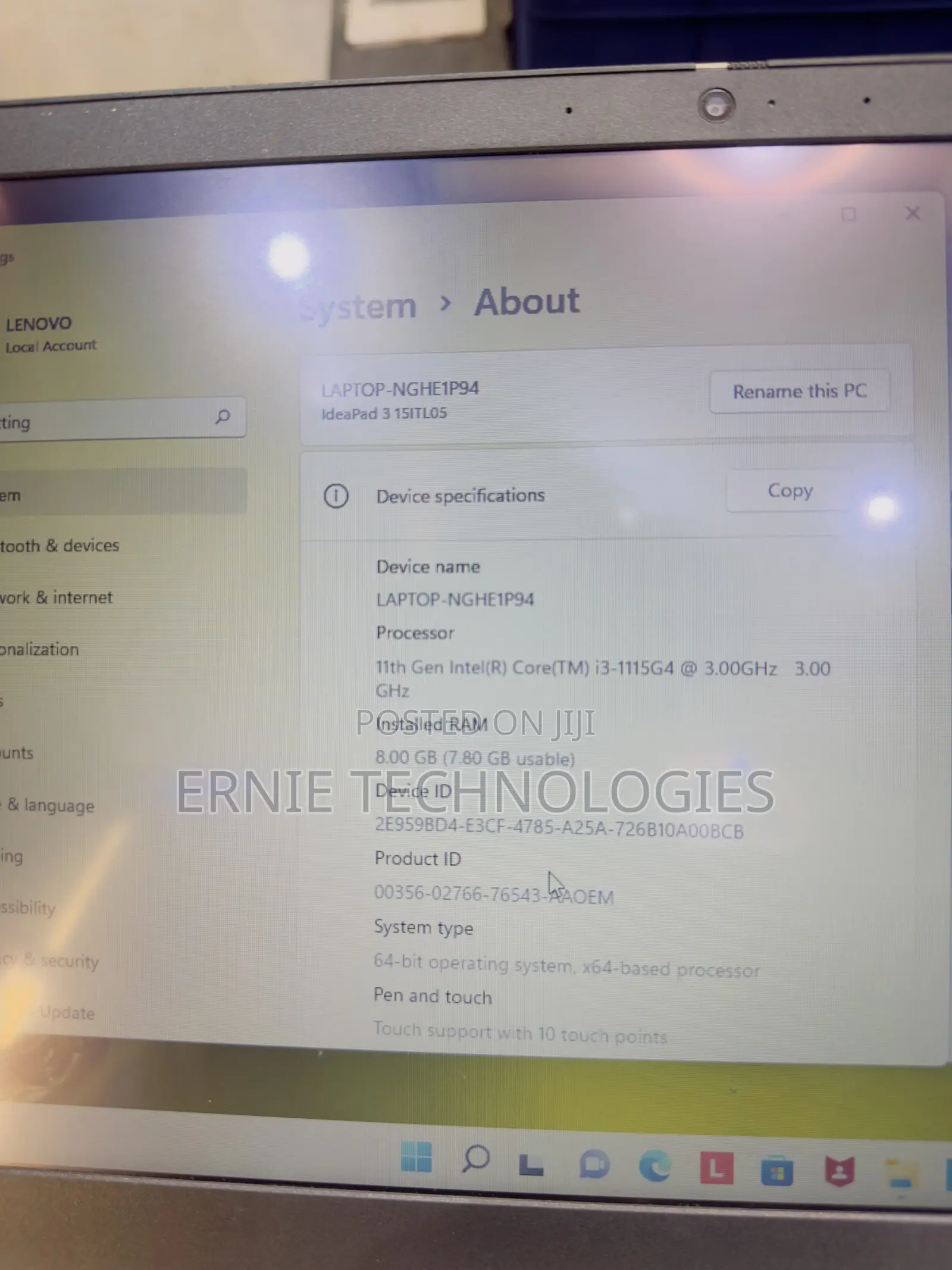 Laptop Lenovo Ideapad 3 8GB Intel Core i3 SSD 256GB
