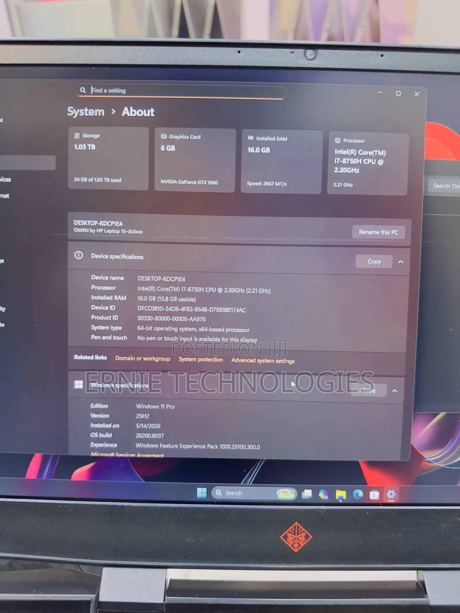 Laptop HP Omen 15 16GB Intel Core i7 SSD 1T