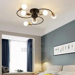6-Head Black Iron Ceiling Pendant Light