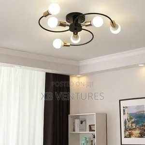 6-Head Black Iron Ceiling Pendant Light