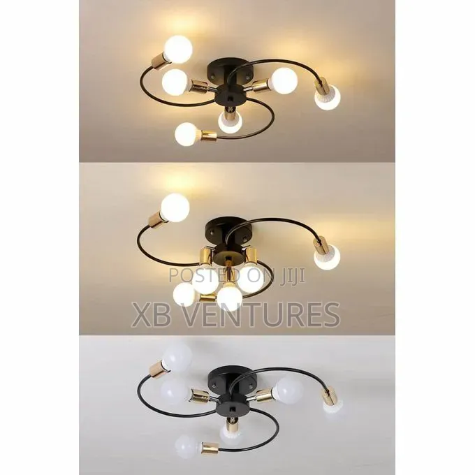 6-Head Black Iron Ceiling Pendant Light