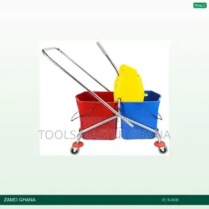 60l Double Mop Trolley Down Press Red-Blue - B-043b