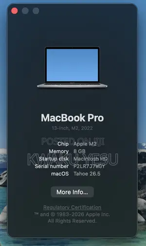 Laptop Apple MacBook Pro 8GB Apple M2 SSD 256GB