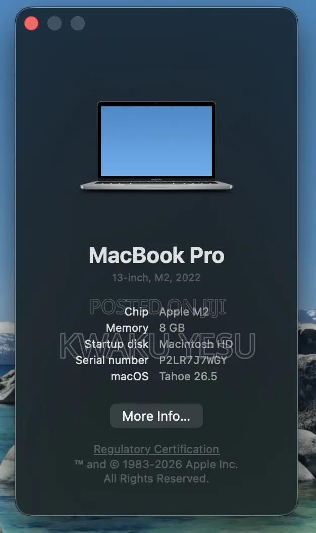Laptop Apple MacBook Pro 8GB Apple M2 SSD 256GB