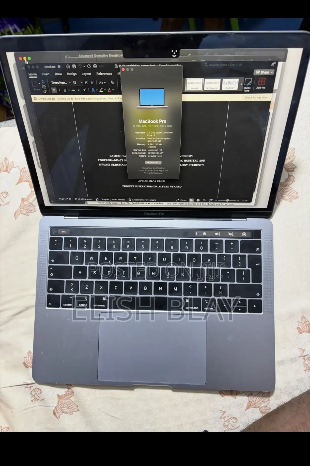 Laptop Apple MacBook Pro 2019 8GB Intel HDD 128GB