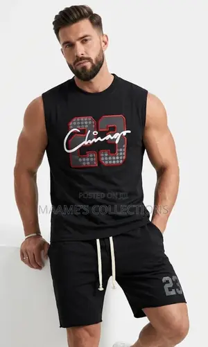 Men’S Streetwear Sleeveless Graphic T-Shirt / Tank Top and Shorts