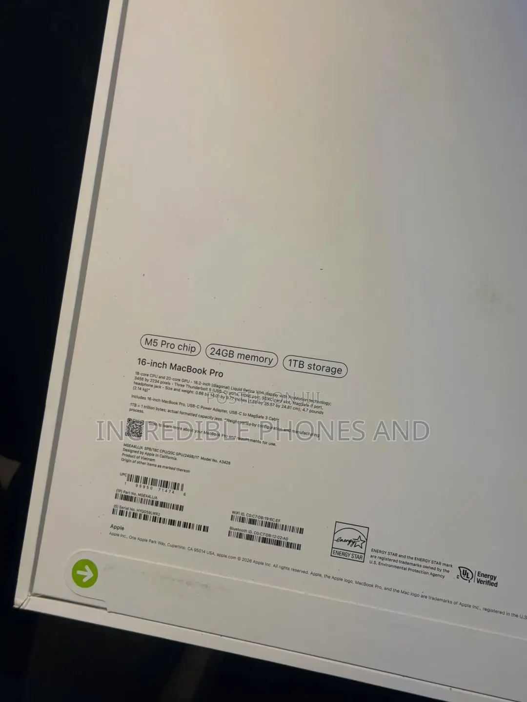 New Apple MacBook Pro 2026 M5 Pro 16-inch 24GB Apple M5 Max SSD 1T