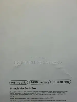 New Laptop Apple MacBook Pro 2025 M5 14-inch 24GB Apple M5 Pro SSD 2T