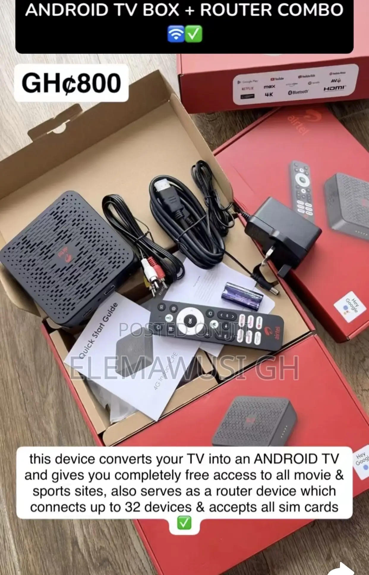 4g Smart Android Tv Box and Router Combo, Free Sports and Movie Sites