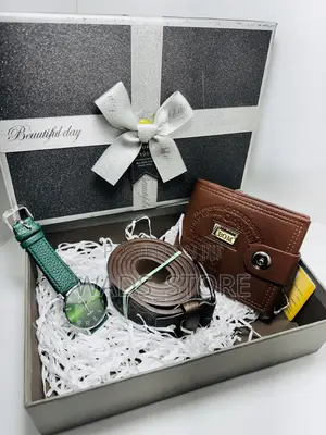 Luxury Men’S Gift Set – Watch, Belt, Wallet Gift Box