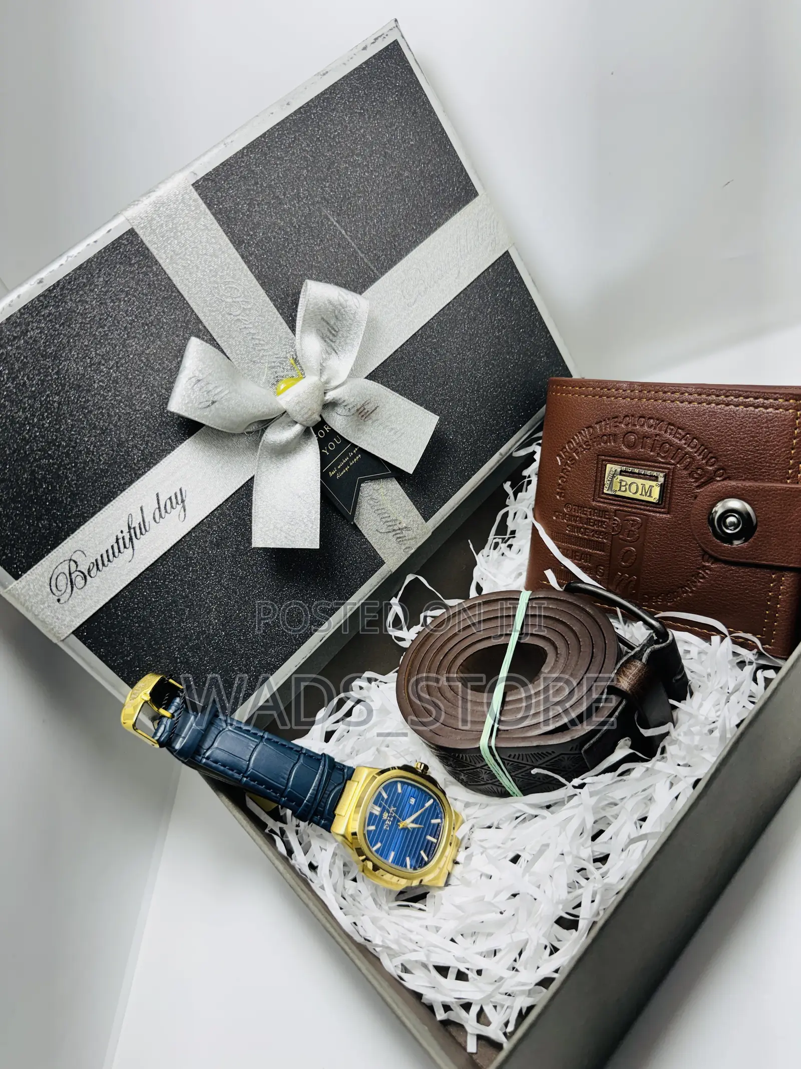 Luxury Men’S Gift Set – Watch, Belt, Wallet Gift Box