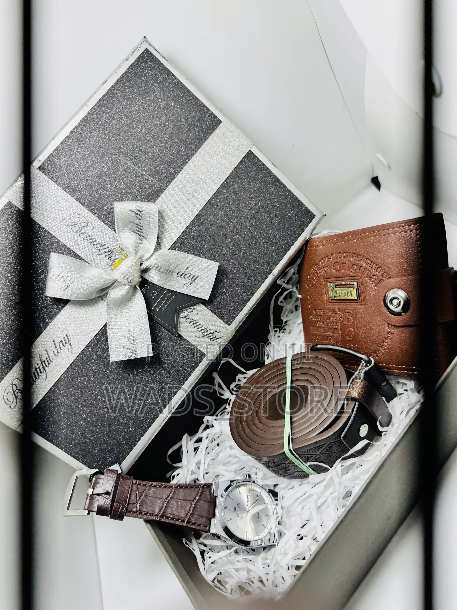 Luxury Men’S Gift Set – Watch, Belt, Wallet Gift Box