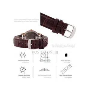 2pcs Couples Wrist Watch Set – Brown Leather Strap 'T771655