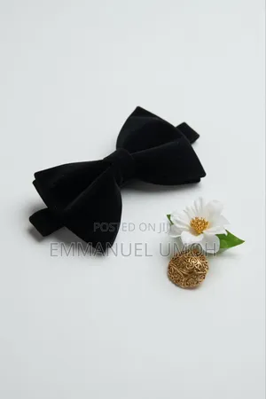 Classic Velvet Butterfly Bow Tie and Beautiful Groom's Boutonniere