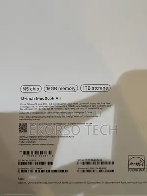 New Laptop Apple MacBook Air 2026 M5 13-inch 16GB Apple M5 SSD 1T