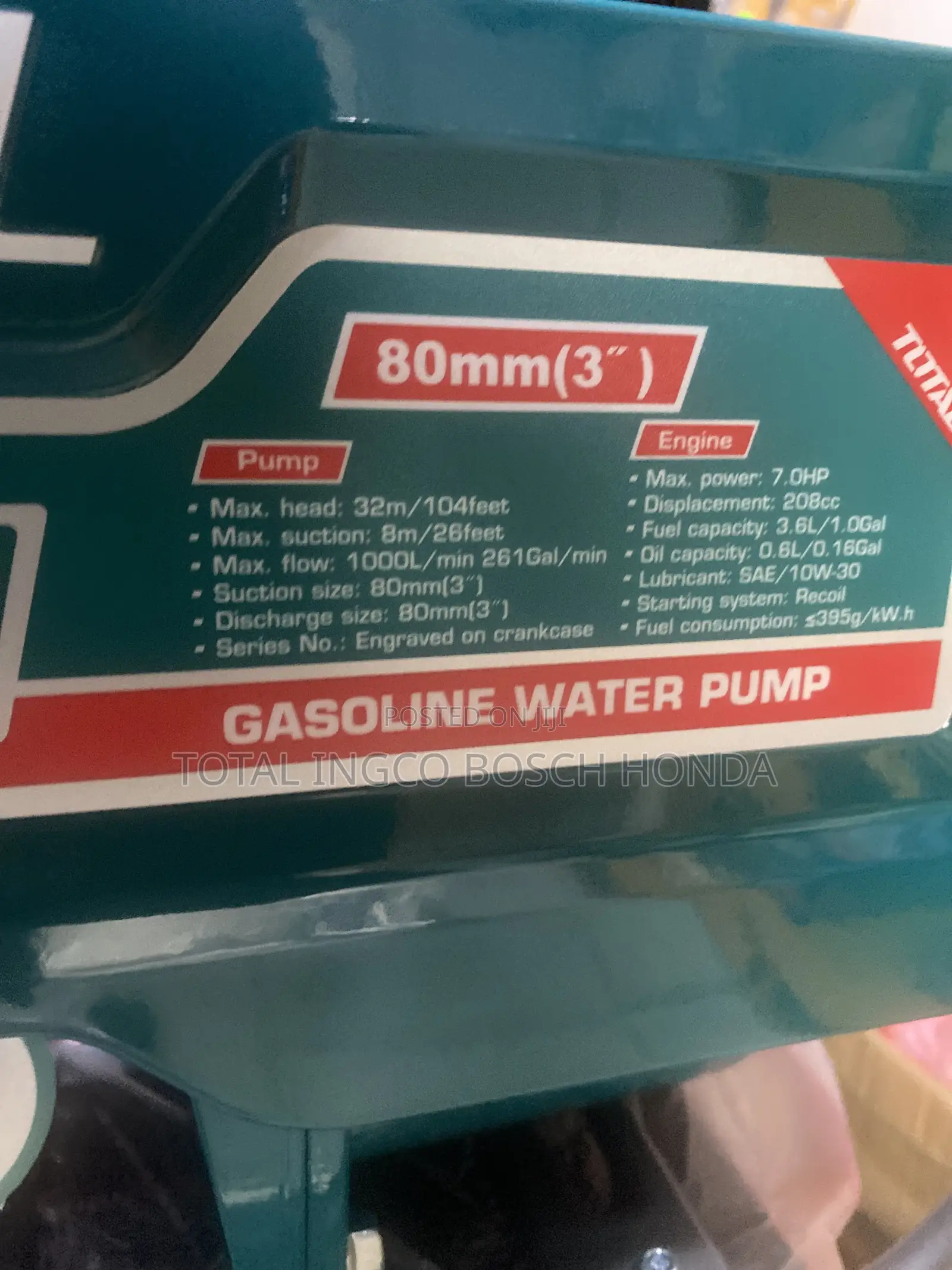 Portable 3” Petrol Water Pump Machine Total Brand