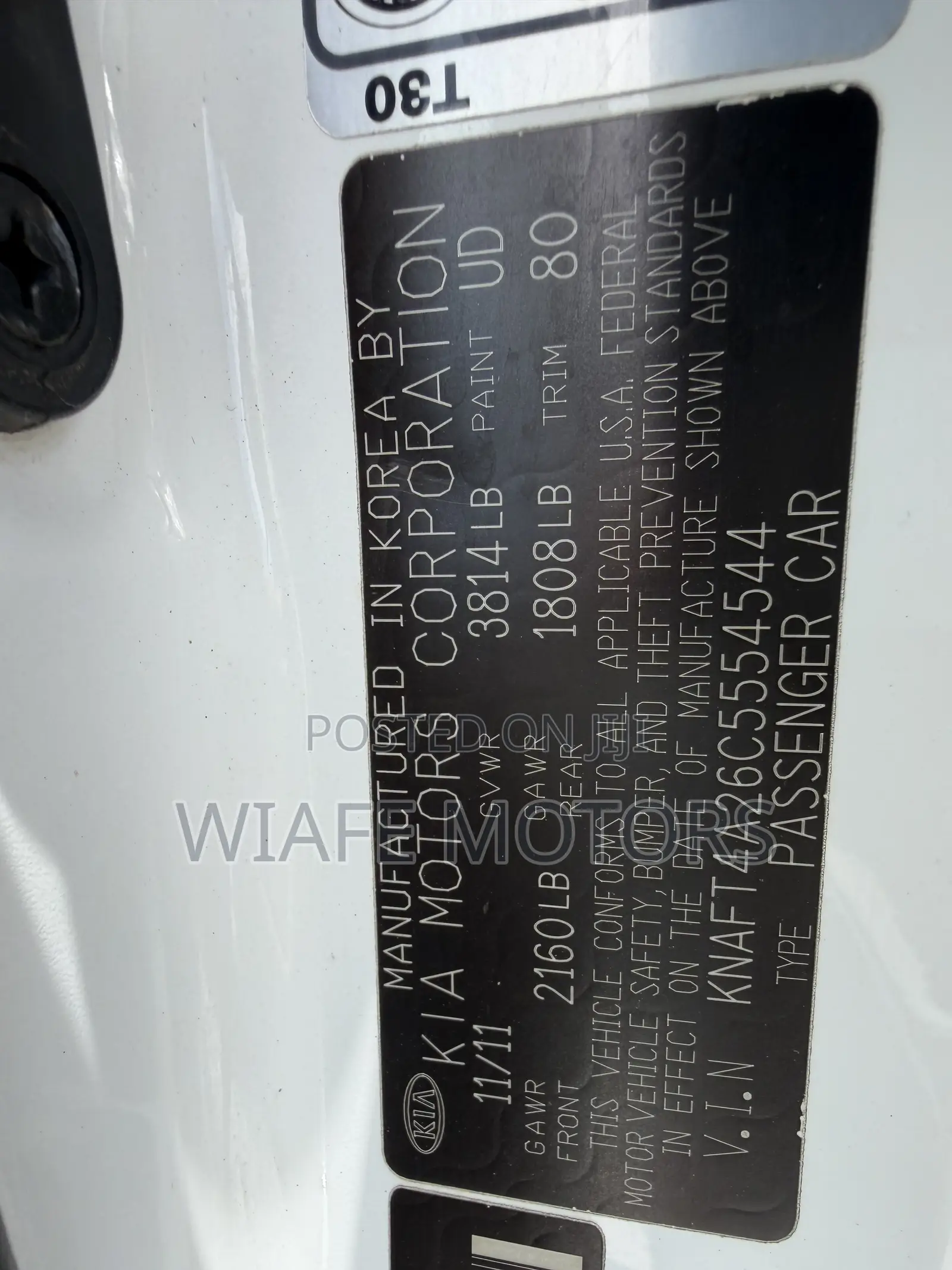Kia Forte EX Sedan 2012 White
