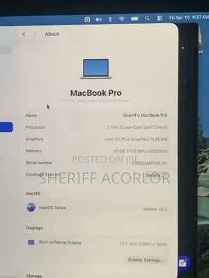 Laptop Apple MacBook Pro 2020 16GB Intel Core i5 SSD 512GB