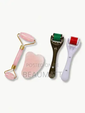 Rose Quartz Facial + Derma Roller System In Its Packaging