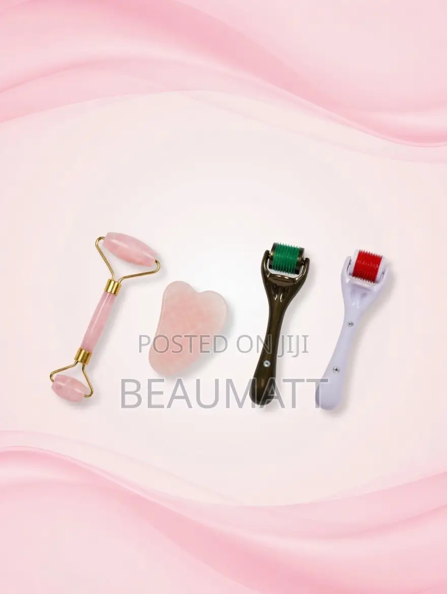 Rose Quartz Facial + Derma Roller System In Its Packaging
