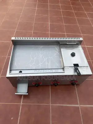 3 Burner Gas Griddle With a Gas Deep Fryer Big Size