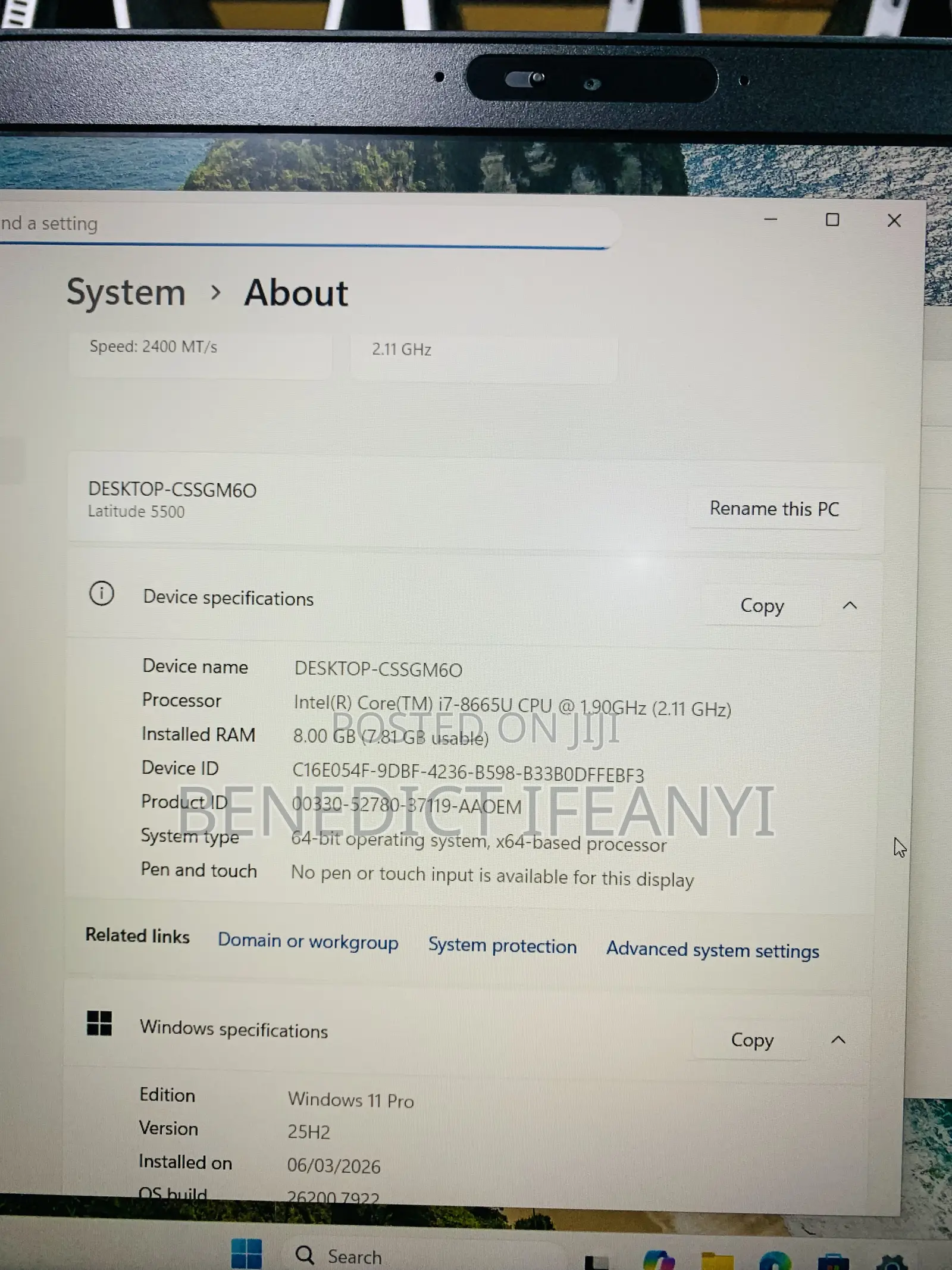 Laptop Dell Latitude 5501 8GB Intel Core i7 SSD 256GB