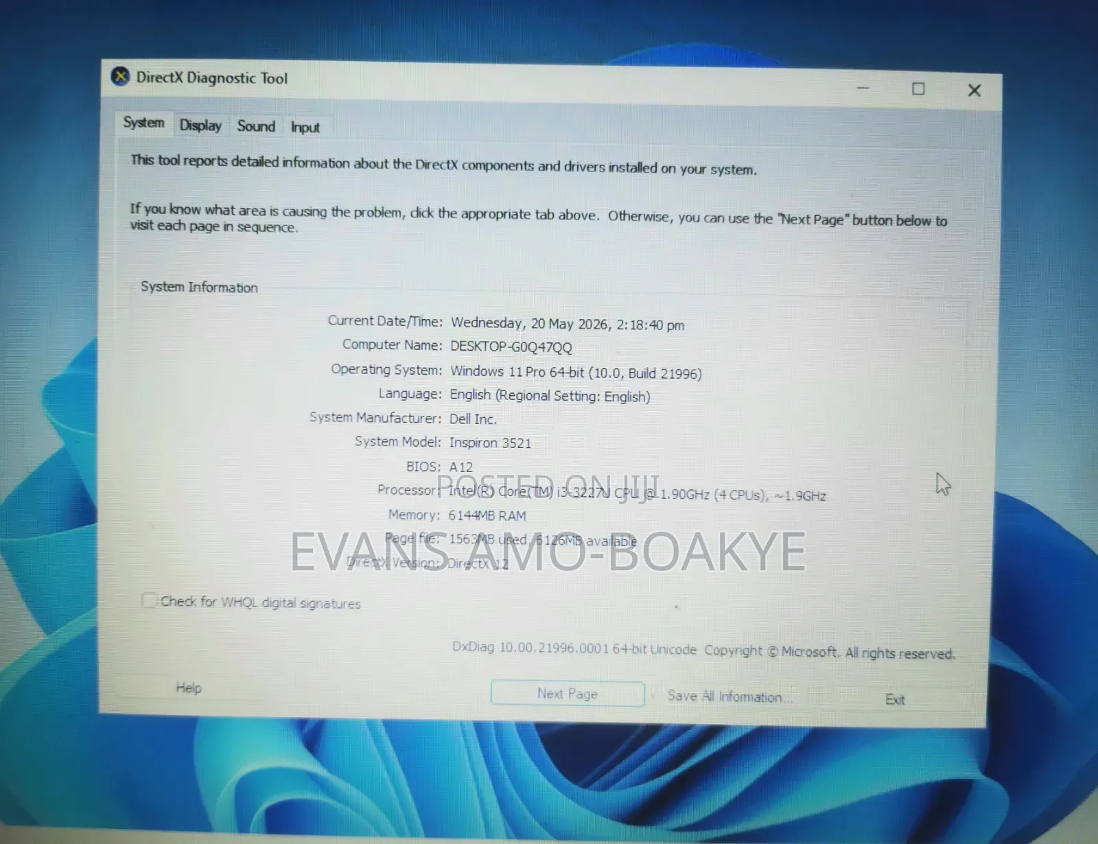 Laptop Dell Inspiron 15 3521 6GB Intel Core i3 HDD 500GB