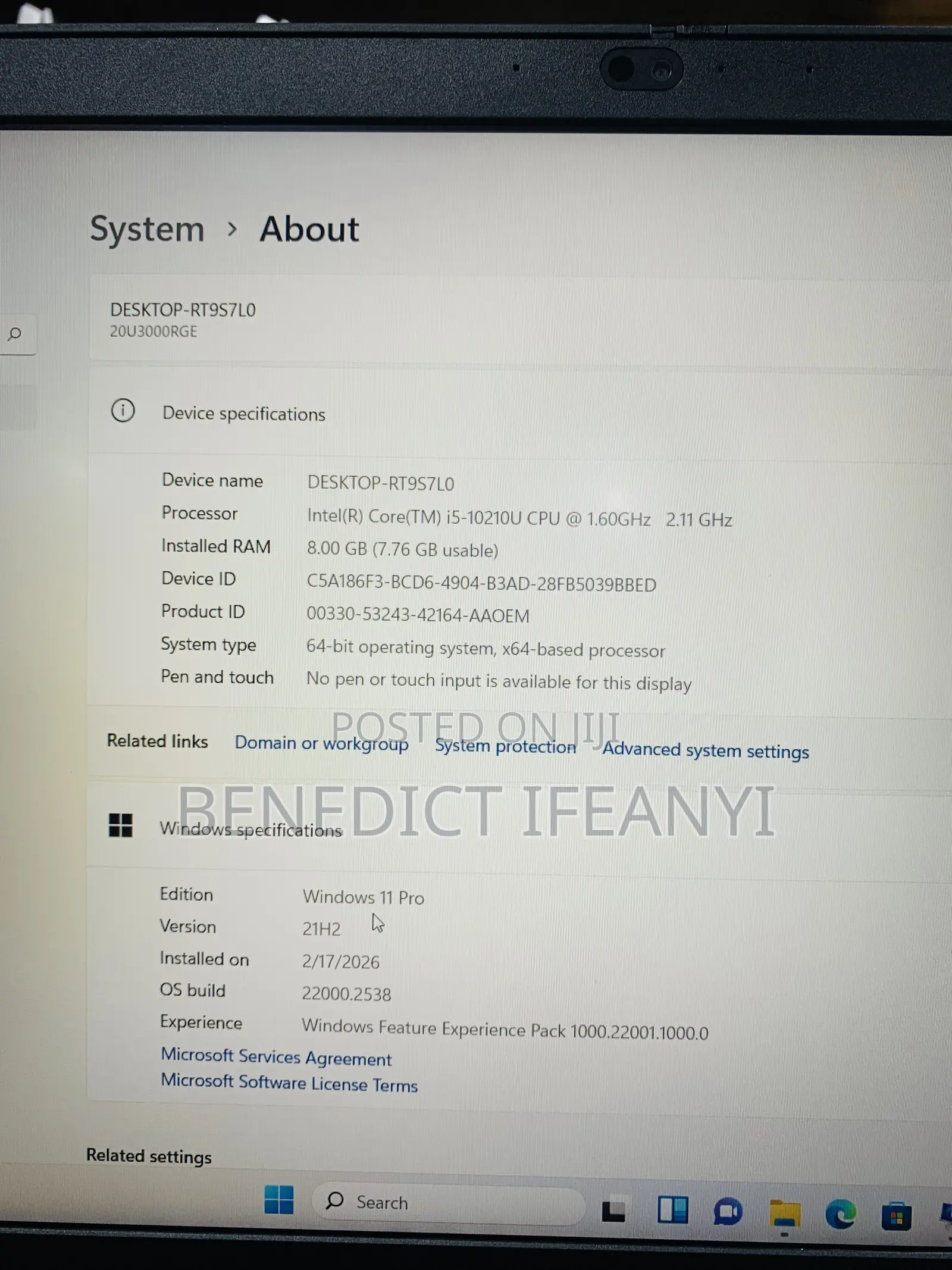 Laptop Lenovo ThinkPad L15 Gen 3 8GB Intel Core i5 SSD 256GB