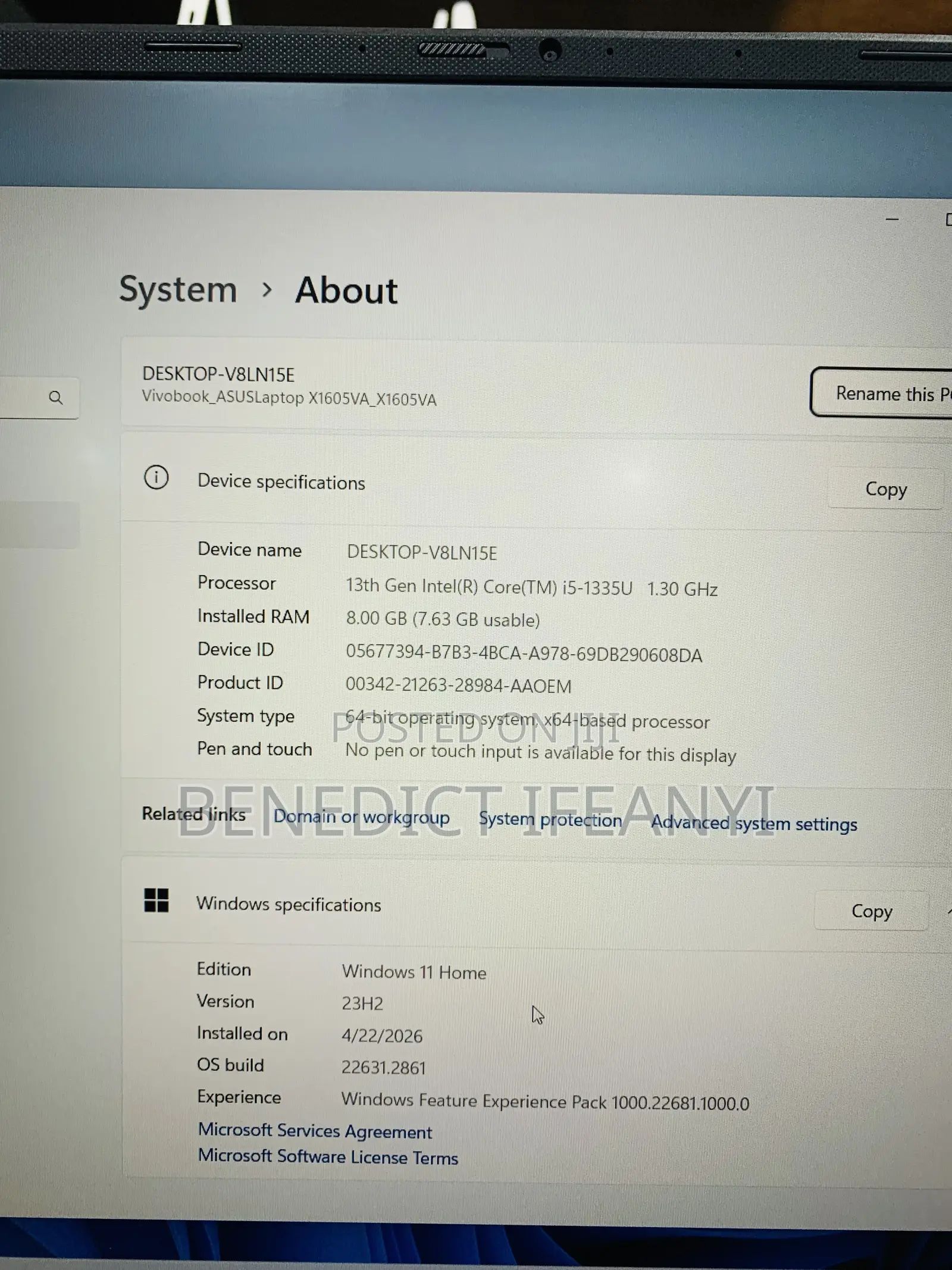 Laptop Asus Vivobook 16 8GB Intel Core i5 SSD 512GB