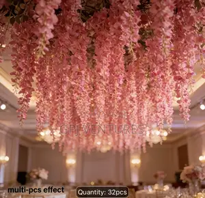 Artificial Pink Wisteria Hanging Bouquets