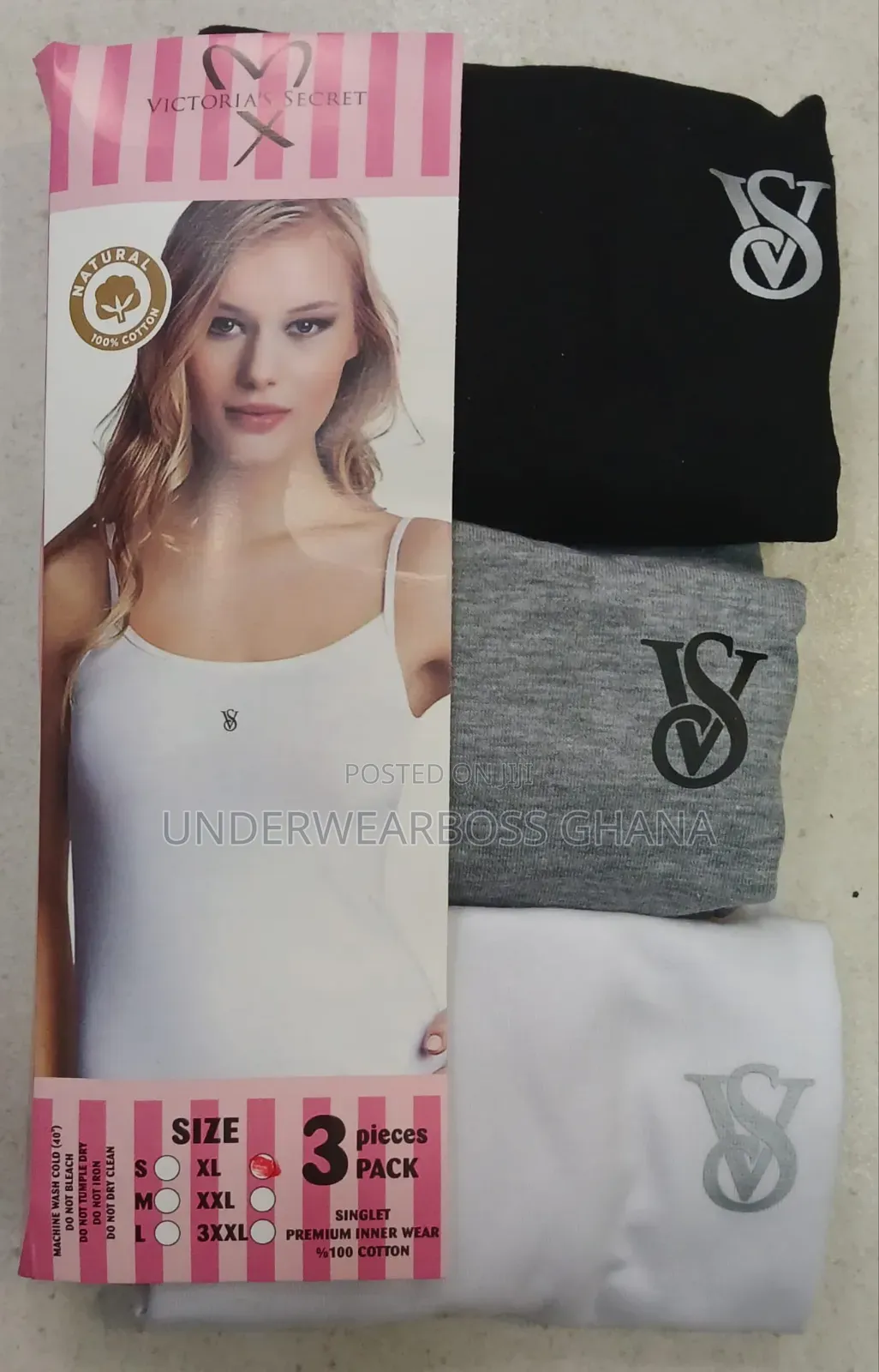 Victoria Secret Camisole / Singlet 3 in 1 (2 Whites 1 Black)