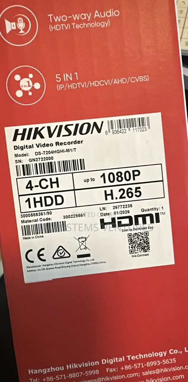 Ds-7204hghi-M1/T 4-Ch 1080p Lite 1u H.265 DVR