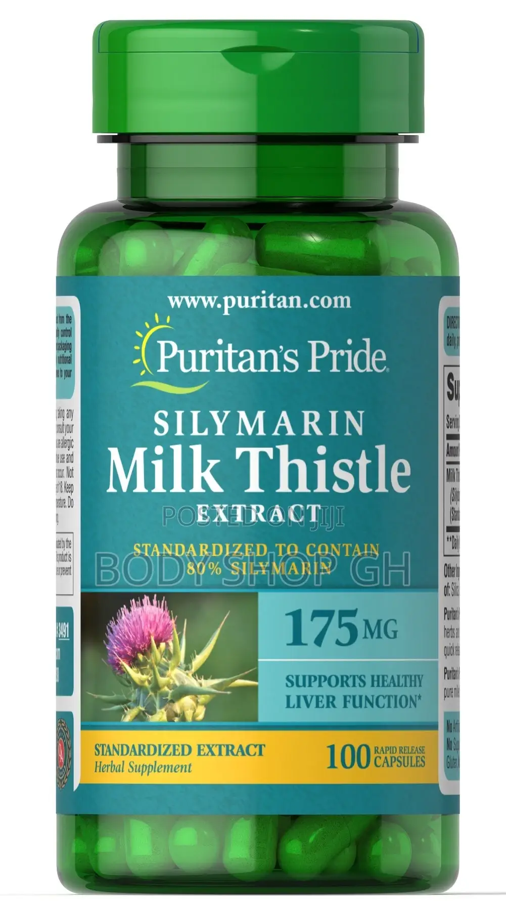 Puritan's Pride Milk Thistle Silymarin 100 Caps - For Liver Support