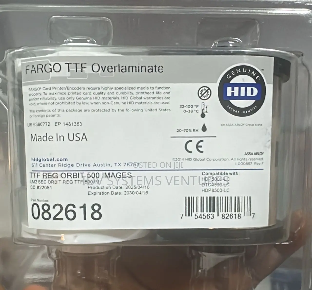 Hid Fargo Hdp5000 / Htc4500 Thermal Transfer Overlaminate Clear - 500c