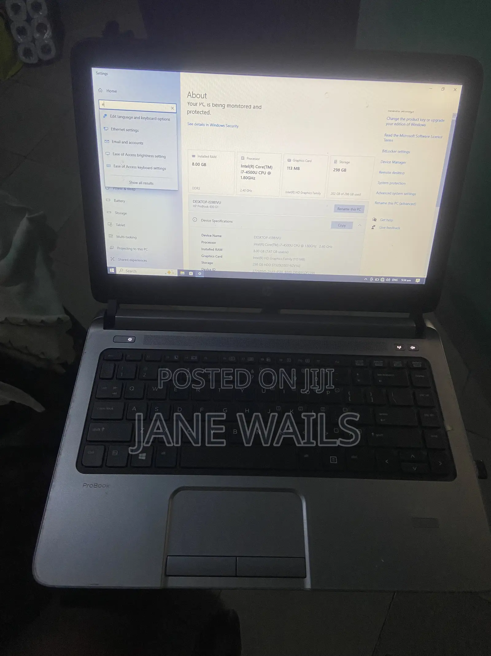 Laptop HP Probook 11 EE G1 8GB Intel Core i7 HDD 256GB
