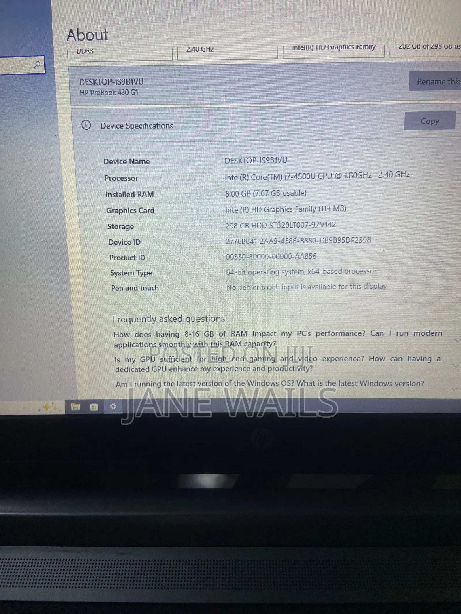 Laptop HP Probook 11 EE G1 8GB Intel Core i7 HDD 256GB