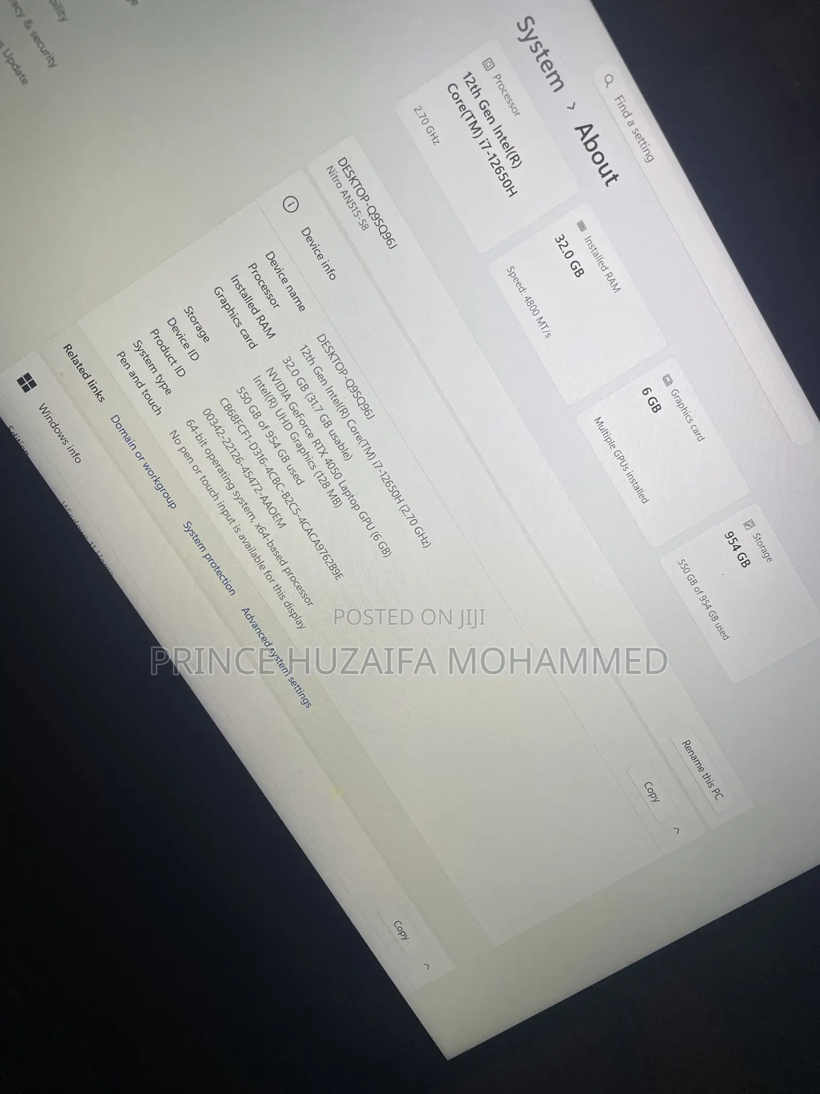 Laptop Acer Nitro 5 16GB Intel Core i7 SSD 1T