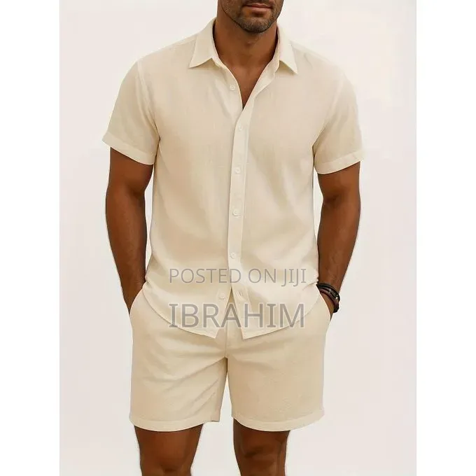 Men’S Cotton Shirt Shorts Set – Casual 2-Piece Outfit 'T767575