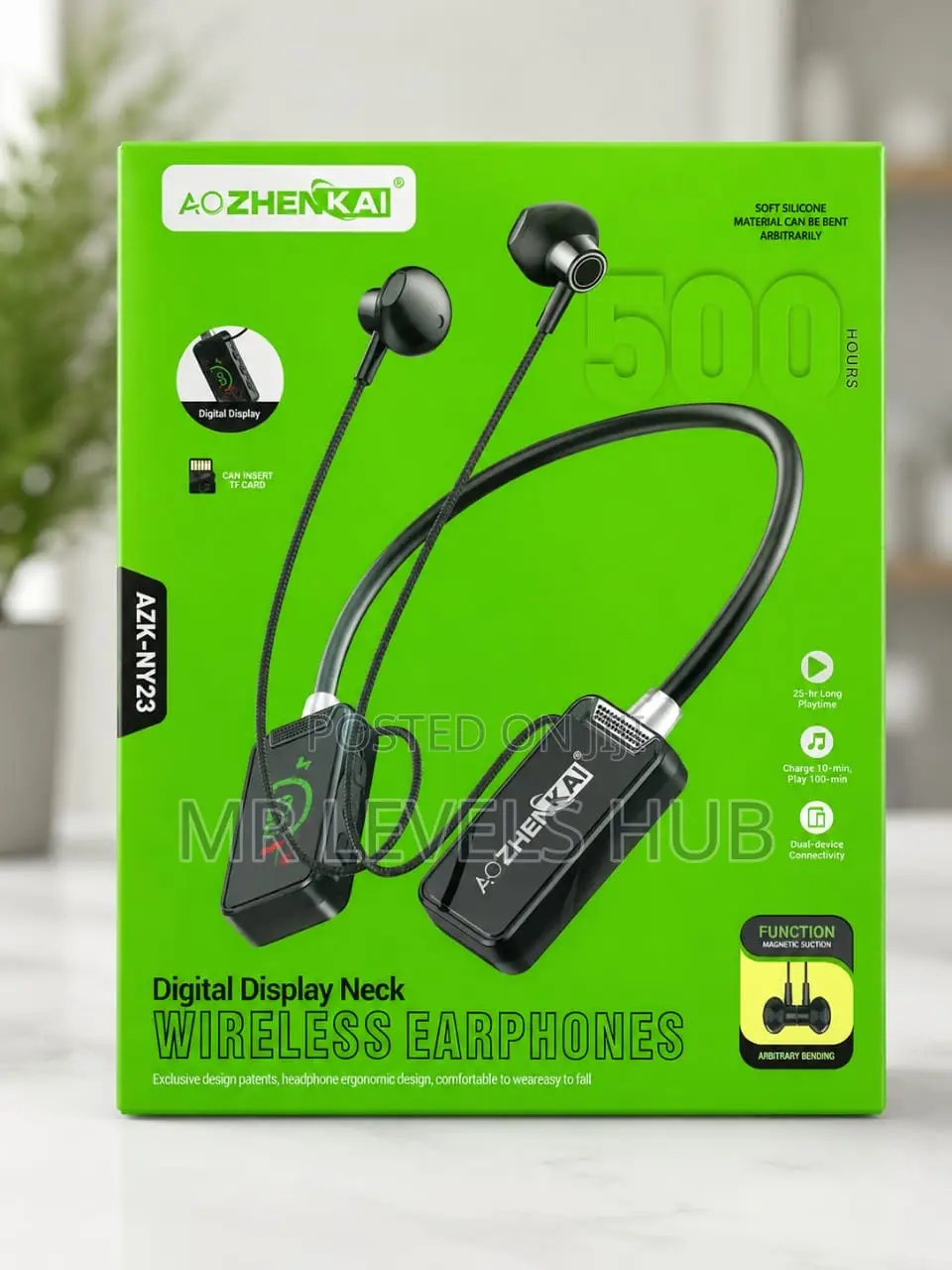 Aozhenkai Wireless Neckband Earphones – Digital Display