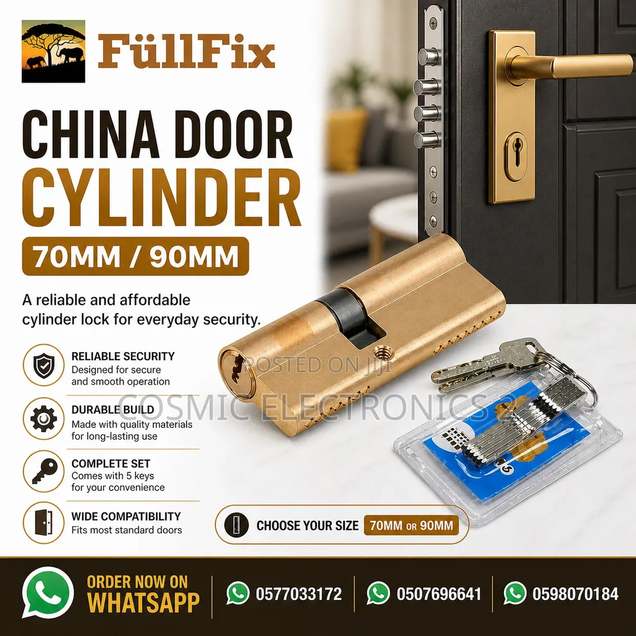 Füllfix China Door Cylinder Lock – 70mm