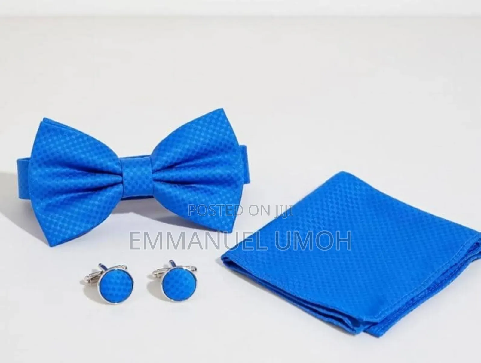 Classic Bow Tie With Cufflinks and Pocket Kerchief
