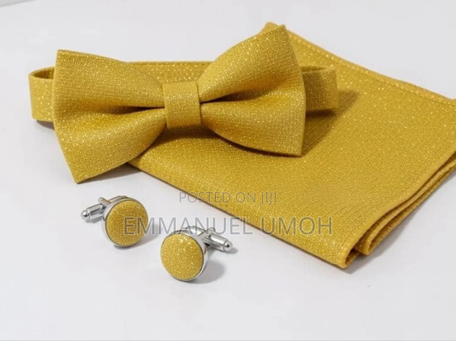 Classic Bow Tie With Cufflinks and Pocket Kerchief
