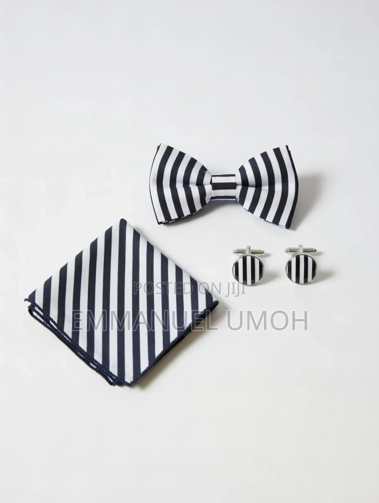 Classic Bow Tie With Cufflinks and Pocket Kerchief
